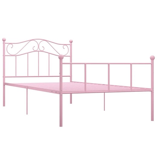 Różowe minimalistyczne łóżko z metalu 90x200 cm - Okla ze sklepu Edinos.pl w kategorii Łóżka i materace - zdjęcie 173300719
