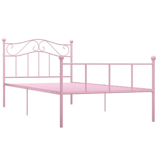 Różowe minimalistyczne łóżko z metalu 90x200 cm - Fiosa ze sklepu Edinos.pl w kategorii Łóżka i materace - zdjęcie 173300719