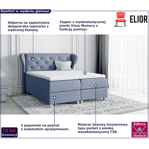 Łóżko kontynentalne Lilly 200x200 - 44 kolory Elior One Size Edinos.pl