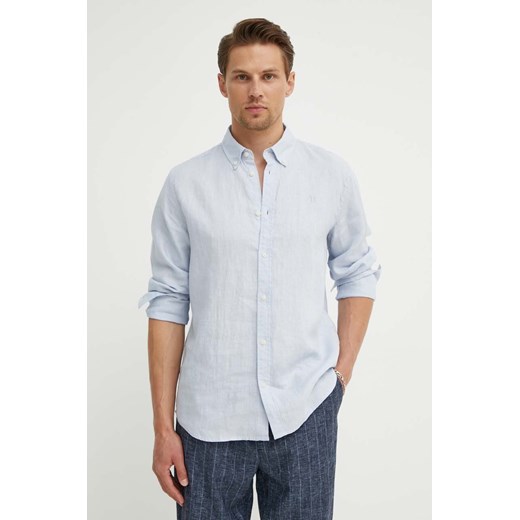 Les Deux koszula lniana kolor niebieski regular LDM410150 ze sklepu ANSWEAR.com w kategorii Koszule męskie - zdjęcie 173301918
