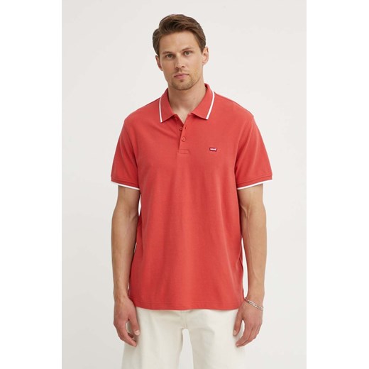 Levi&apos;s polo bawełniane kolor czerwony gładki ze sklepu ANSWEAR.com w kategorii T-shirty męskie - zdjęcie 173301948