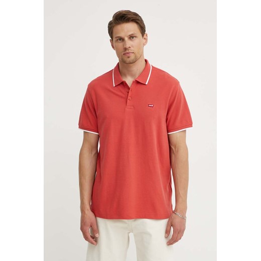 Levi&apos;s polo bawełniane kolor czerwony ze sklepu ANSWEAR.com w kategorii T-shirty męskie - zdjęcie 173301948
