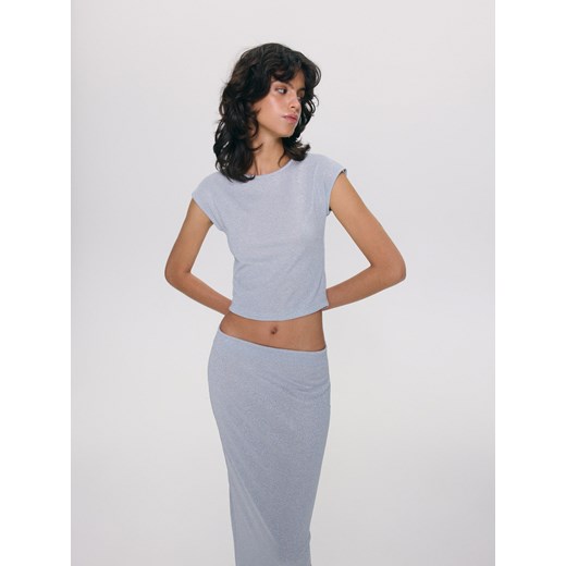 Reserved - Bluzka z metalicznym efektem - jasnoniebieski Reserved M Reserved