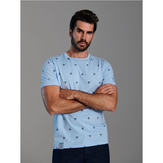 Sinsay - Koszulka z nadrukiem - niebieski ze sklepu Sinsay w kategorii T-shirty męskie - zdjęcie 173304269