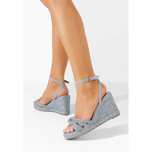 Niebieski sandały na koturnie Zarria ze sklepu Zapatos w kategorii Sandały damskie - zdjęcie 173304567