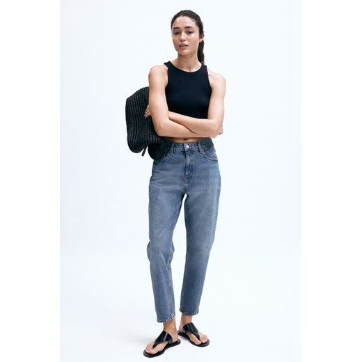H & M - Slim Mom High Ankle Jeans - Niebieski H & M 32 H&M