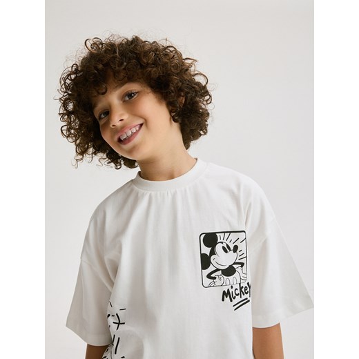 Reserved - T-shirt oversize Mickey Mouse - złamana biel ze sklepu Reserved w kategorii T-shirty chłopięce - zdjęcie 173306786