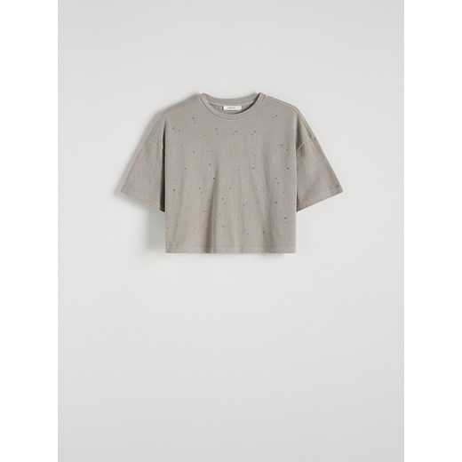 Reserved - T-shirt z aplikacją - jasnoszary Reserved L Reserved