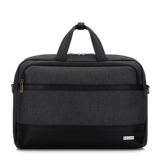 Męska torba na laptopa 15,6” z lamówką z ekoskóry czarna ze sklepu WITTCHEN w kategorii Torby na laptopa - zdjęcie 173307086