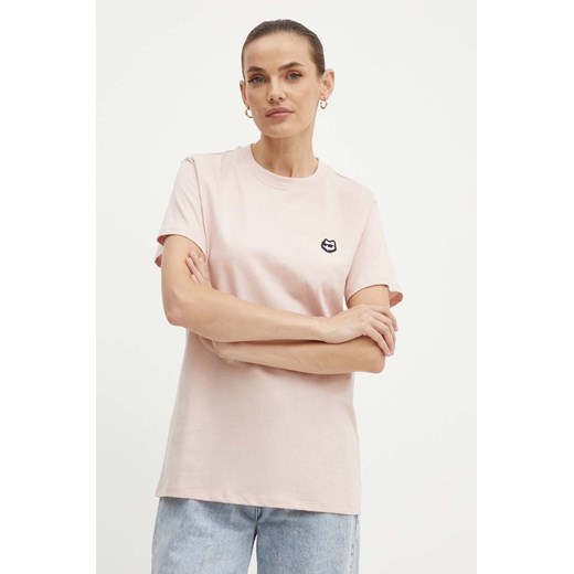 Karl Lagerfeld t-shirt bawełniany damski kolor różowy 245W1712 ze sklepu ANSWEAR.com w kategorii Bluzki damskie - zdjęcie 173310015