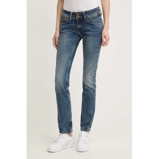 Pepe Jeans jeansy SLIM JEANS LW damskie kolor granatowy PL204729HW6 ze sklepu ANSWEAR.com w kategorii Jeansy damskie - zdjęcie 173310096