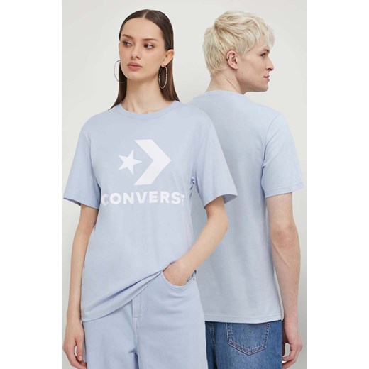Converse t-shirt bawełniany kolor niebieski z nadrukiem ze sklepu ANSWEAR.com w kategorii T-shirty męskie - zdjęcie 173310416