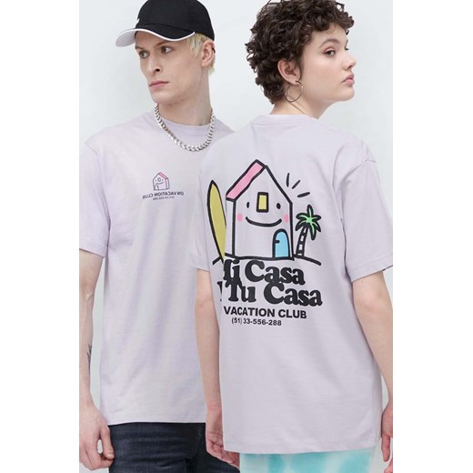 On Vacation t-shirt bawełniany Mi Casa kolor fioletowy z nadrukiem OVC T149 ze sklepu ANSWEAR.com w kategorii T-shirty męskie - zdjęcie 173310479