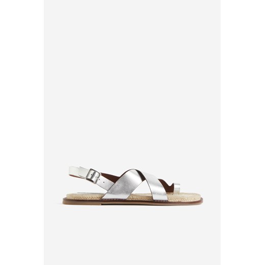 H & M - Skórzane sandały - Srebrny ze sklepu H&M w kategorii Sandały damskie - zdjęcie 173311628