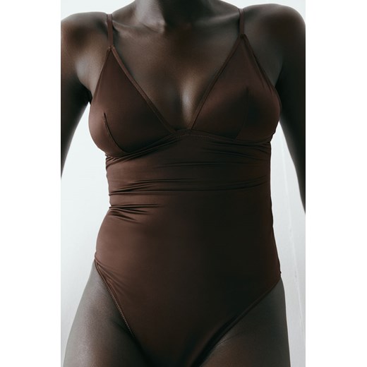 H & M - Siateczkowe body thong Light Shape - Beżowy ze sklepu H&M w kategorii Body damskie - zdjęcie 173311689