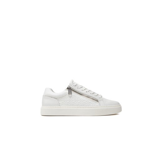 Calvin Klein Sneakersy Low Top Lace Up W/ Zip Mono HM0HM01496 Biały ze sklepu MODIVO w kategorii Trampki męskie - zdjęcie 173312375