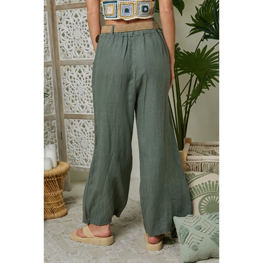 Lin Passion Lniane spodnie w kolorze khaki Lin Passion 40/42 okazyjna cena Limango Polska