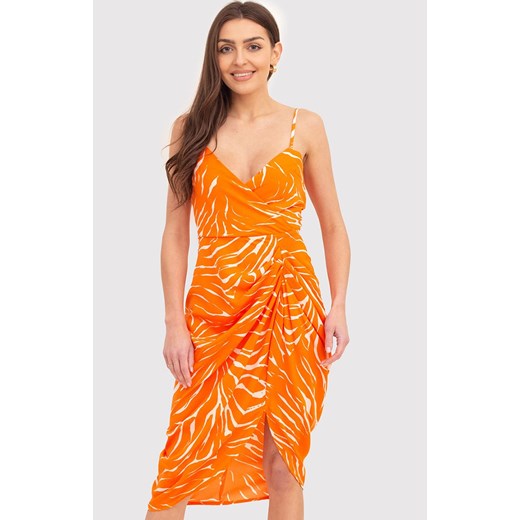 Sukienka midi na cienkich ramiączkach DA1716, Kolor pomarańczowy, Rozmiar L, AX Paris ze sklepu Primodo w kategorii Sukienki - zdjęcie 173314066