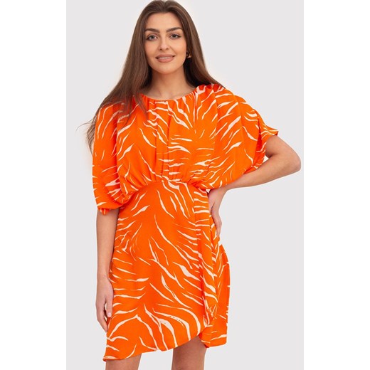 Sukienka mini z krótkim rękawem DA1724, Kolor pomarańczowy, Rozmiar L, AX Paris ze sklepu Primodo w kategorii Sukienki - zdjęcie 173314087