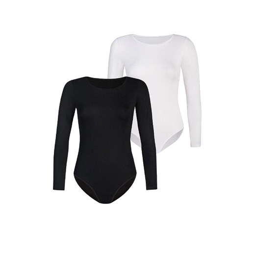 2-Pack klasyczne body damskie czarno-białe Longy, Kolor czarno-biały, Rozmiar 3XL, Teyli ze sklepu Primodo w kategorii Bluzki damskie - zdjęcie 173314205