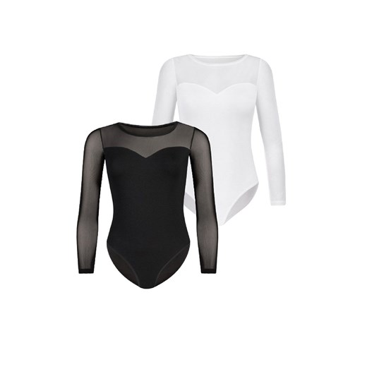 2-Pack body damskie z siateczką czarno-białe Willow, Kolor czarno-biały, Rozmiar L, Teyli ze sklepu Primodo w kategorii Bluzki damskie - zdjęcie 173314207
