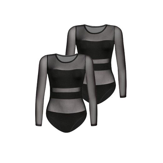 2-Pack body damskie z siateczką Stripy 2405-2, Kolor czarny, Rozmiar L, Teyli ze sklepu Intymna w kategorii Bluzki damskie - zdjęcie 173315805