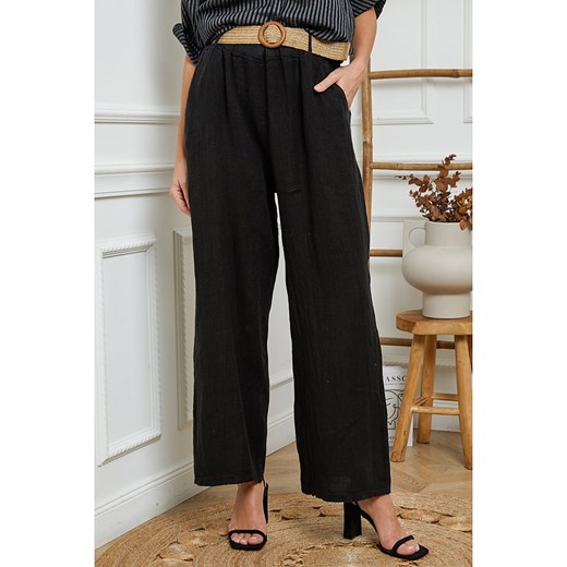 Fleur de Lin Lniane spodnie w kolorze czarnym ze sklepu Limango Polska w kategorii Spodnie damskie - zdjęcie 173315997