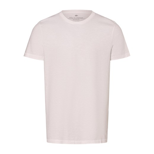 Nils Sundström Koszulka męska Mężczyźni Bawełna biały jednolity ze sklepu vangraaf w kategorii T-shirty męskie - zdjęcie 173316947