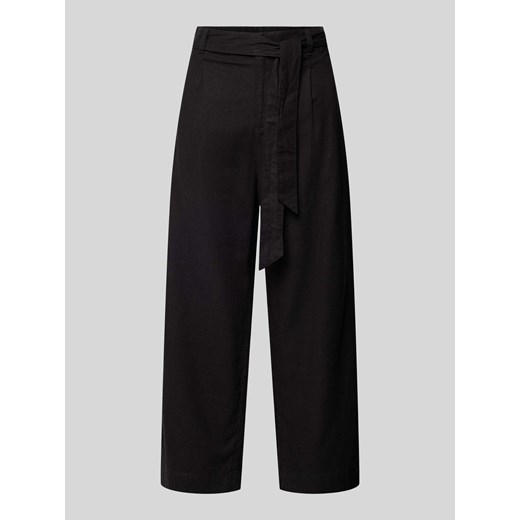 Spodnie lniane z szeroką,skróconą nogawką ze sklepu Peek&Cloppenburg  w kategorii Spodnie damskie - zdjęcie 173318396