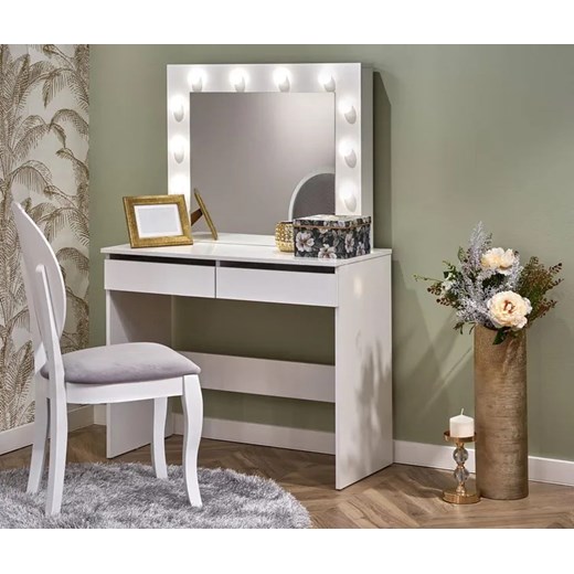 Białe biurko z toaletką z lustrem - Marisa Elior One Size Edinos.pl