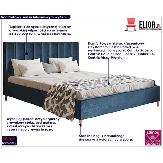 Podwójne łóżko tapicerowane 140x200 Diuna - 35 kolorów Elior One Size Edinos.pl