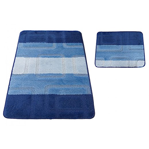 Niebieskie wzorzyste dywaniki łazienkowe - Amris 3X ze sklepu Edinos.pl w kategorii Dywaniki łazienkowe - zdjęcie 173318978
