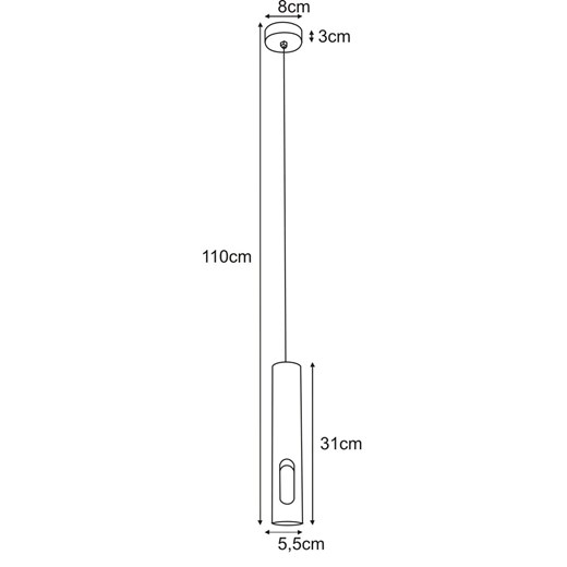 Czarna lampa wisząca tuba z wycięciem - S863-Marva Lumes One Size Edinos.pl