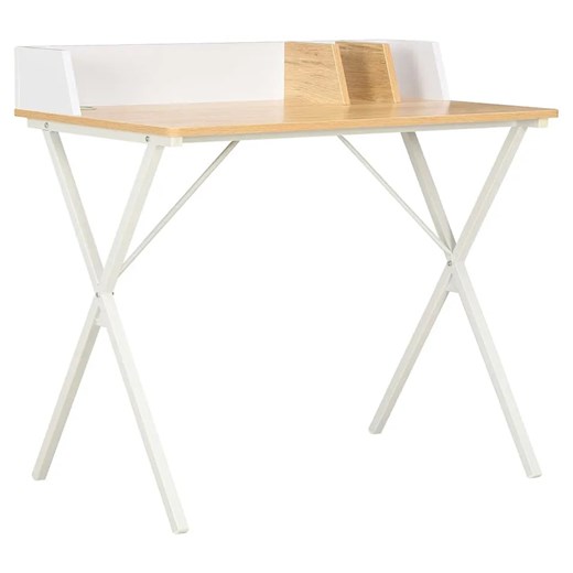 Skandynawskie biurko z metalowym stelażem biały + brązowy - Cornii Elior One Size promocyjna cena Edinos.pl