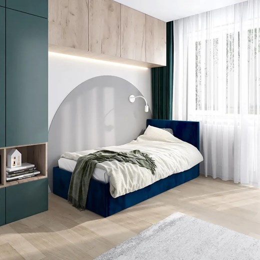 Granatowe tapicerowane łóżko z pojemnikiem Sorento 3X - 3 rozmiary Elior One Size Edinos.pl