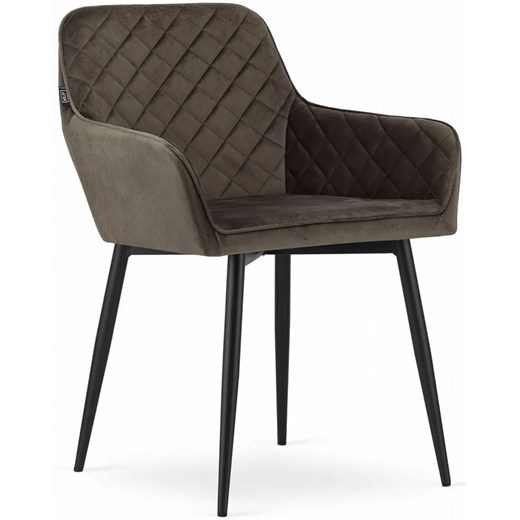 Welurowe pikowane krzesło metalowe kawa - Dante 3X Elior One Size Edinos.pl