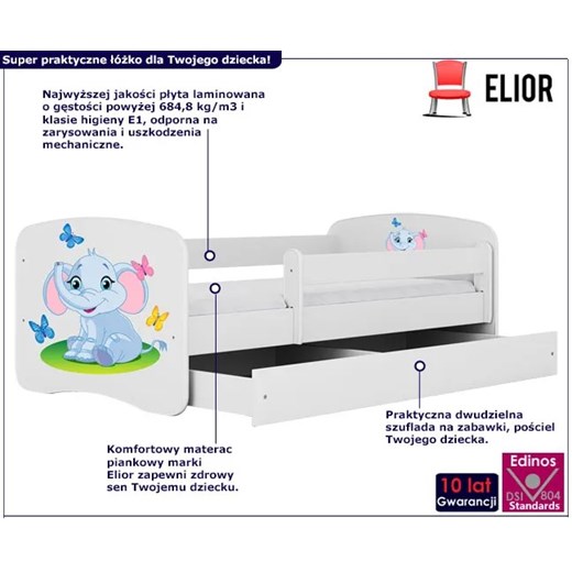 Łóżko dla dziecka z barierką Happy 2X mix 80x160 - białe Elior One Size Edinos.pl