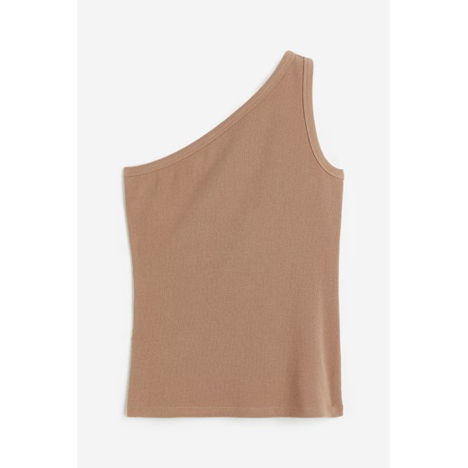 H & M - Prążkowany top na jedno ramię - Beżowy ze sklepu H&M w kategorii Bluzki damskie - zdjęcie 173322836