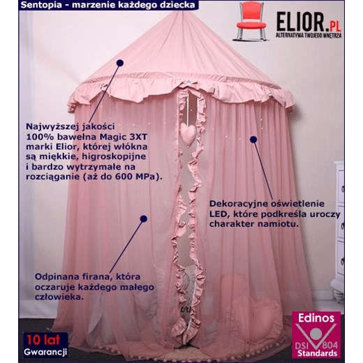 Różowy baldachim dla dziewczynki z oświetleniem LED - Sentopia 2X Elior One Size promocyjna cena Edinos.pl