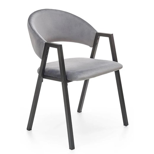 Szare welurowe krzesło tapicerowane vintage Z3-Z50 ze sklepu Edinos.pl w kategorii Krzesła - zdjęcie 173323248