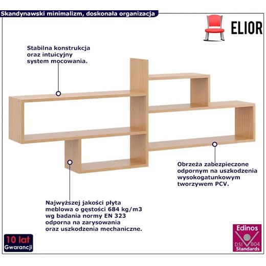 Minimalistyczna półka wisząca w kolorze buk - Orsa Elior One Size okazja Edinos.pl