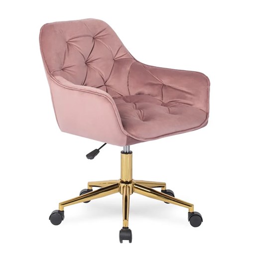 Różowy pikowany fotel obrotowy w stylu glamour - Xami 4X Elior One Size Edinos.pl