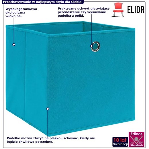 Komplet 4 składanych pudełek błękitny - Fiwa 3X Elior One Size Edinos.pl