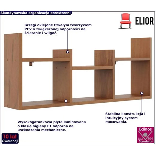 Nadstawka na biurko w stylu skandynawskim orzech - Lorea 3X Elior One Size Edinos.pl