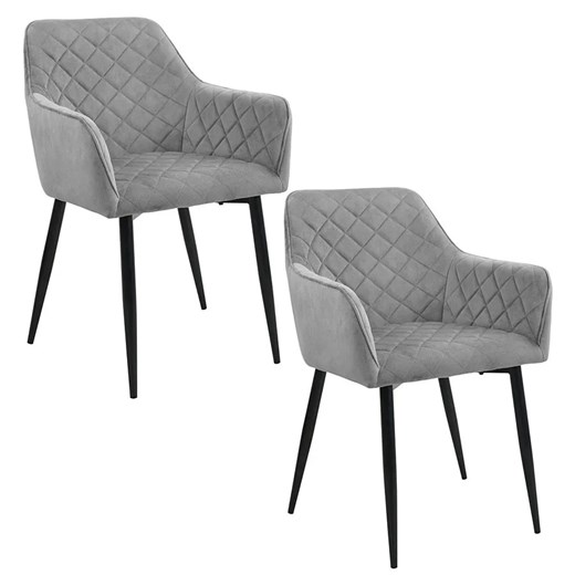 Dwa szare krzesła z welurowym wykończeniem - Wanja ze sklepu Edinos.pl w kategorii Krzesła - zdjęcie 173323648