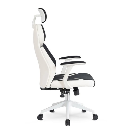 Czarno-biały ergonomiczny fotel biurowy z zagłówkiem - Idom Elior One Size Edinos.pl
