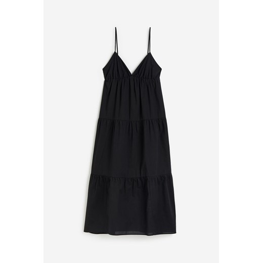 H & M - Bawełniana sukienka z falbaniastym dołem - Czarny H & M XS H&M