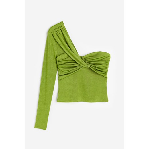 H & M - Drapowany top na jedno ramię - Zielony H & M L H&M