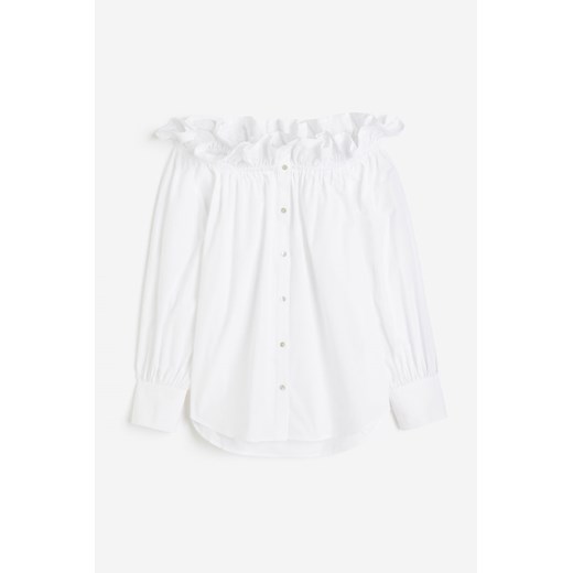 H & M - Bluzka z odkrytymi ramionami - Biały ze sklepu H&M w kategorii Koszule damskie - zdjęcie 173324697