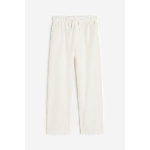H & M - Spodnie z domieszką lnu Loose Fit - Biały H & M 134 (8-9Y) H&M